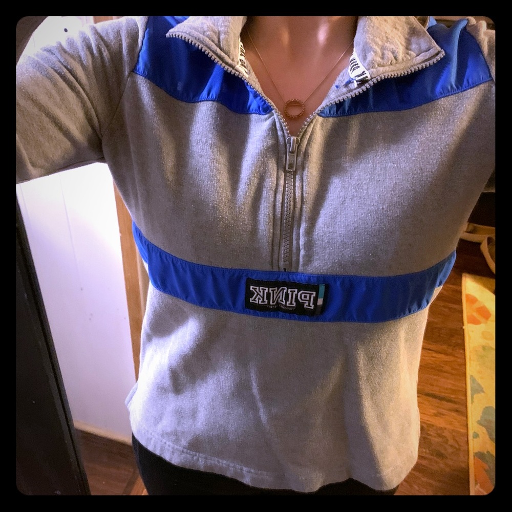 Victoria’s Secret Pink Grey and Blue Quarter ZIP
